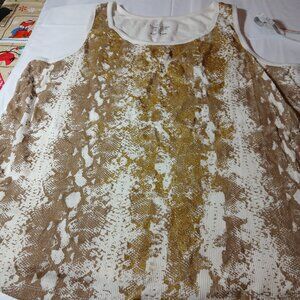 Champagne Gold and Cream Colored Metallic Tank Top 4X- Dressy